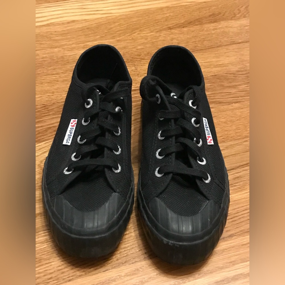 Superga 2630 Stripe Black Sneaker USA Women's Size 6.5 / EURO 37